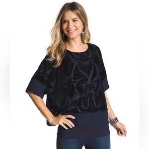 Chico’s Tina Two in One Navy Top Sz 2 (12-14)